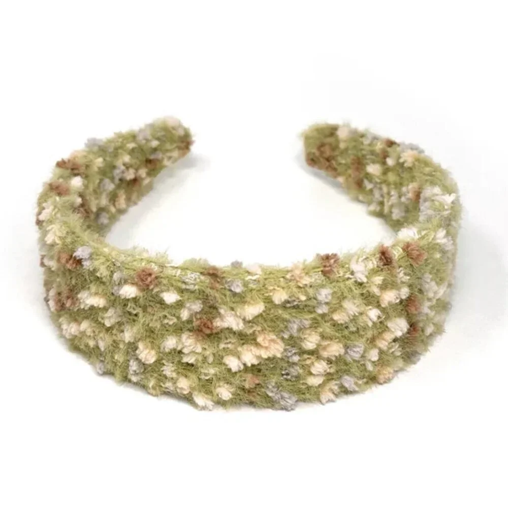 NWOT Faye Fuzzy Pom Textured Green Headband